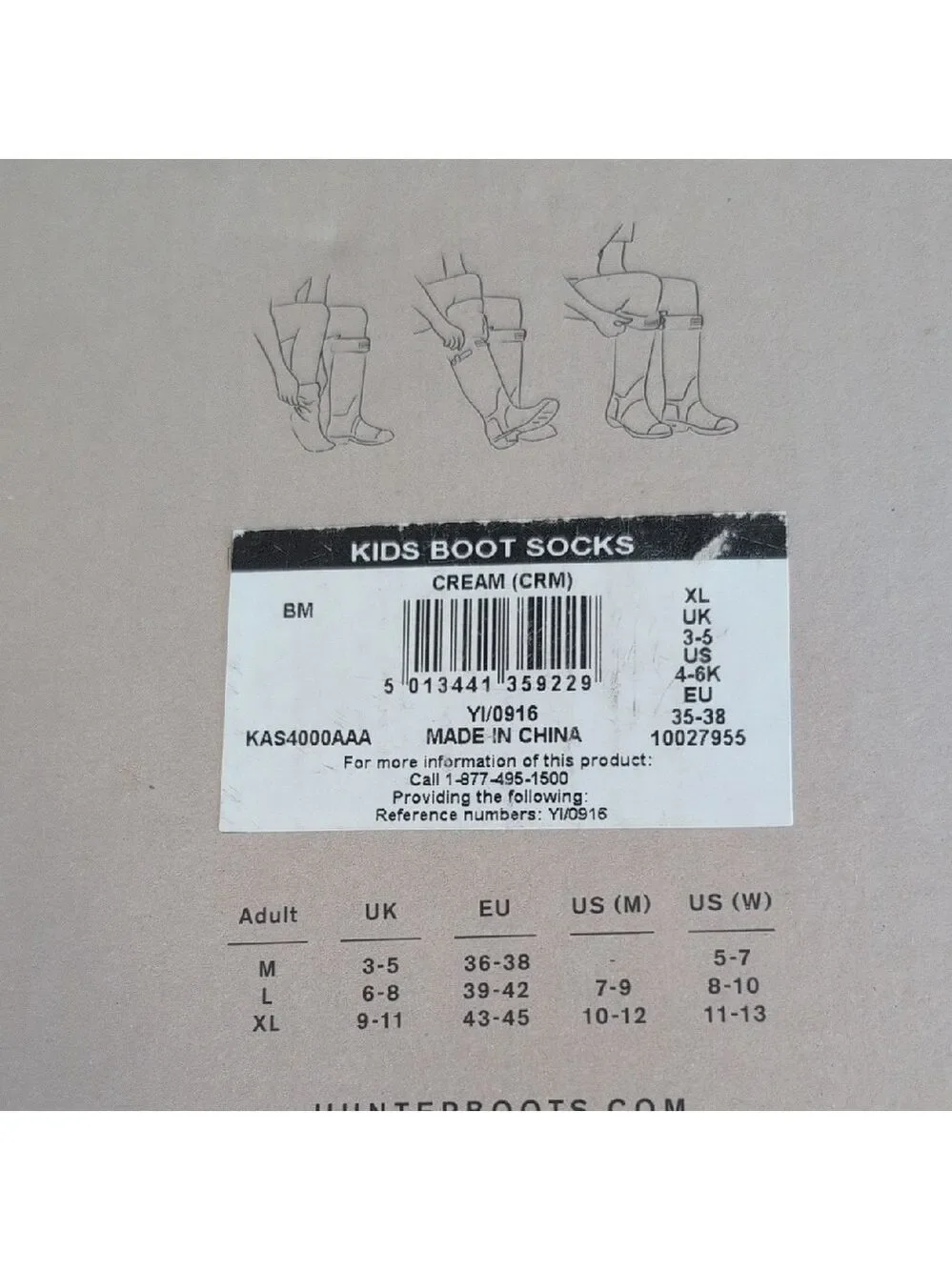 NIB Hunter Kids Cream Boot Socks XL